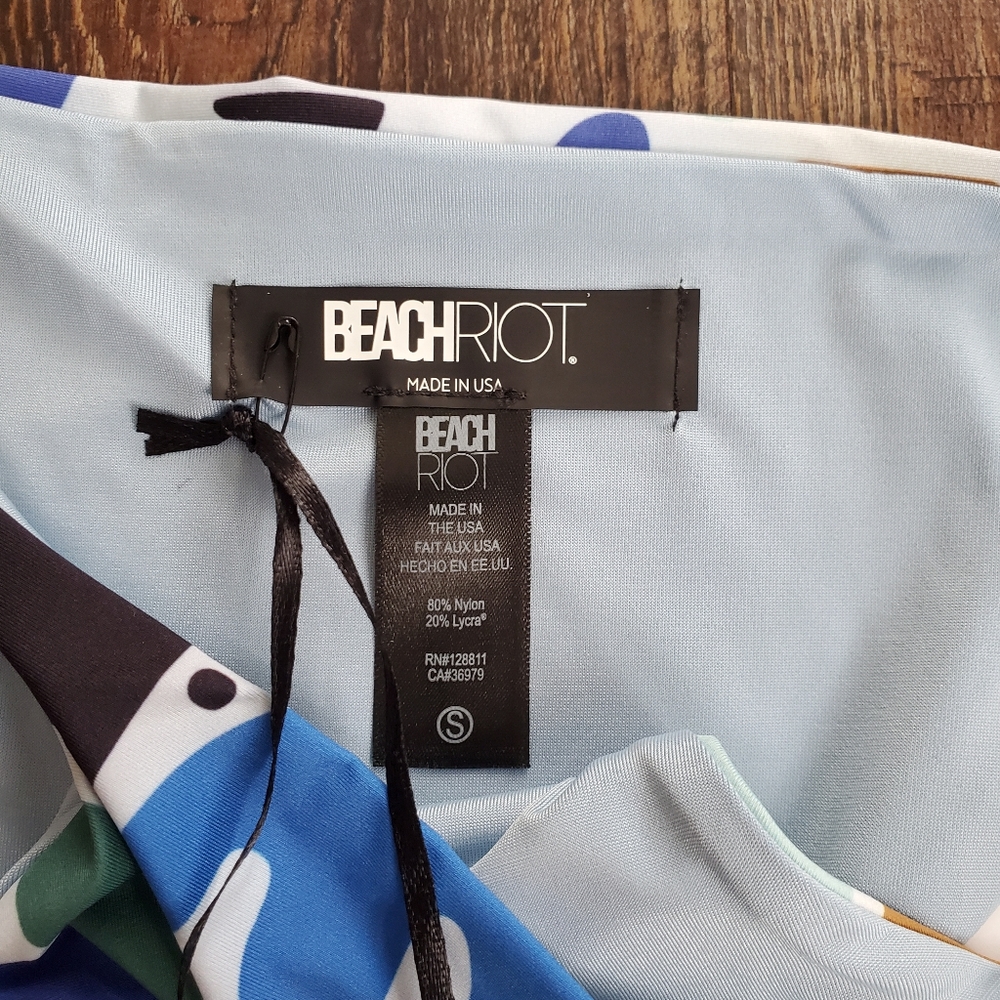 Beach Riot Blue & White Abstract Print Bikini - Picture 3 of 4